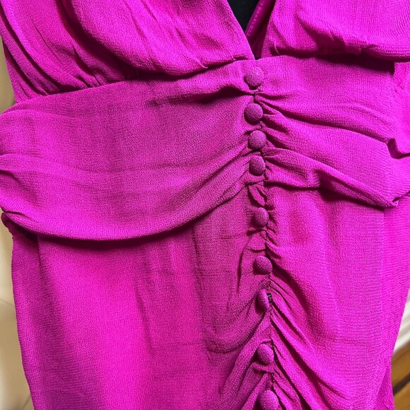 Forever 21 Vibrant Pink Ruched Dress Size L - Picture 5 of 9